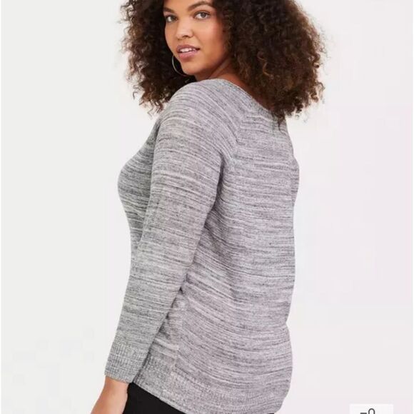 TORRID PLUS SIZE Gray Marled Embellished  Sparkle Pullover Sweater 3X - Picture 11 of 16